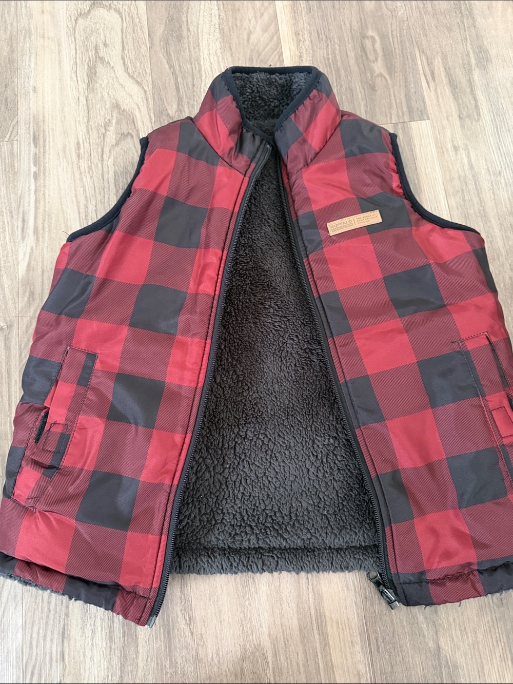 Kids Red & Black Plaid Vest